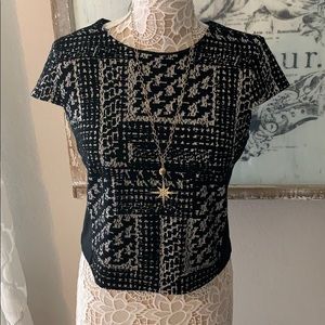 Black and gray top with back zip, NWT, size M